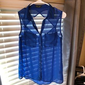Maude blue shear blouse